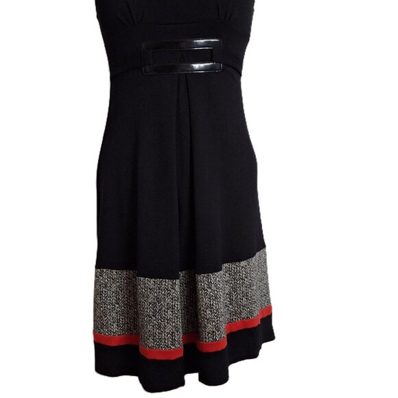 Vintage Morgan Bouffant Dress w Red & Grey Skirt Band, Size Medium - Picture 5 of 10